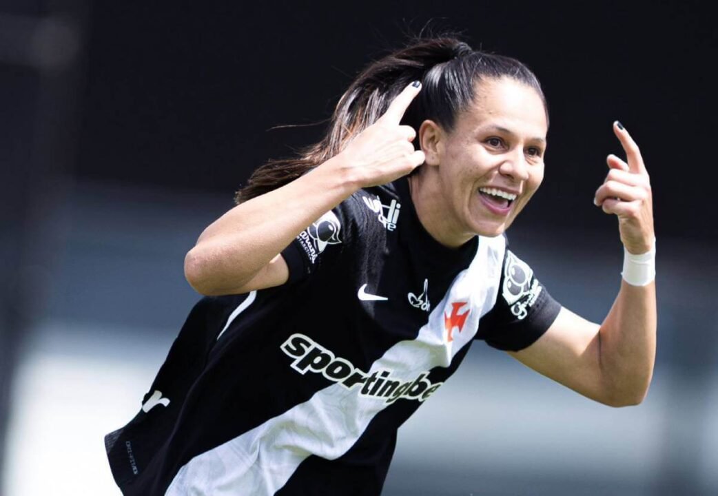 Ju Santos, jogadora do Vasco comemorando o gol. (Foto: Matheus Lima/Vasco)